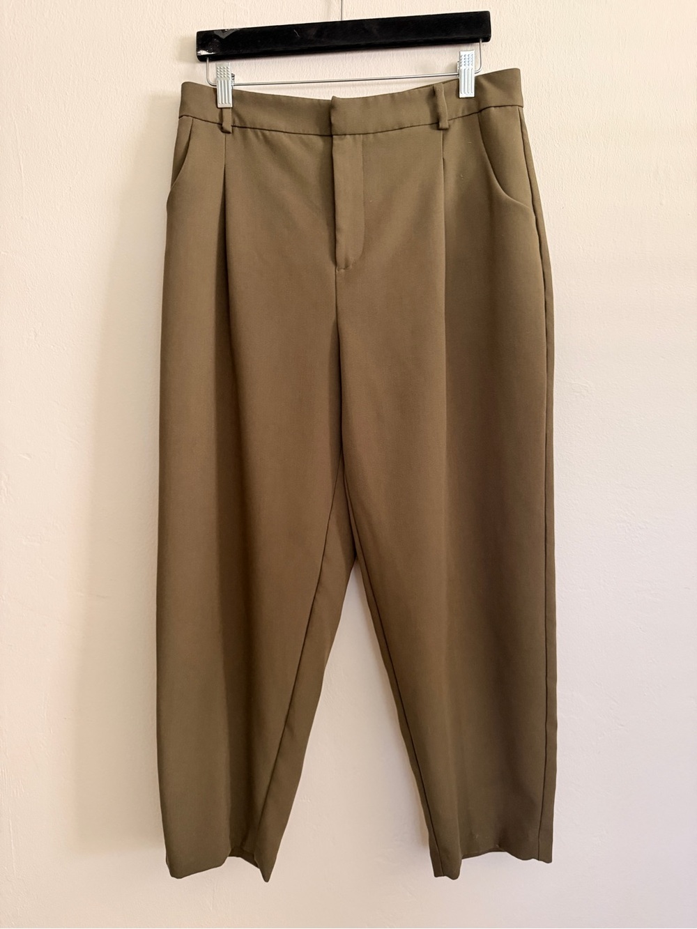 Zara Olive High Waist Wide Leg Trousers Sz M
